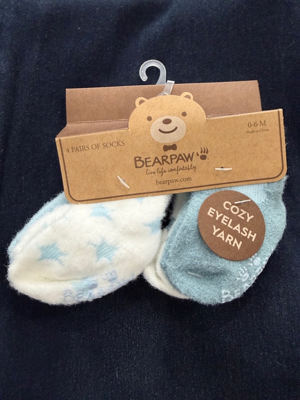 NWT! BearPaw Baby Socks Set - White & Light Blue Cozy Pairs